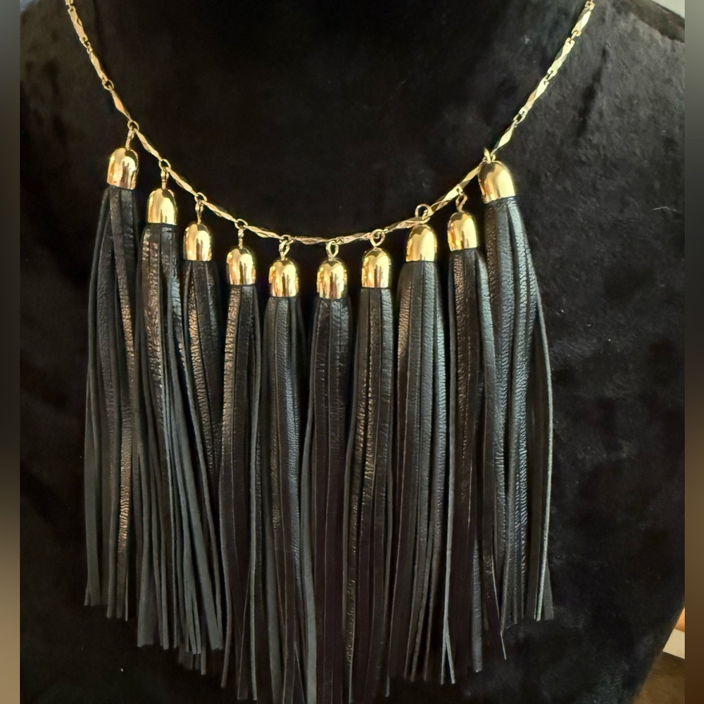 BaubleBar Black and Gold Tassel Necklace - Picture 2 of 11